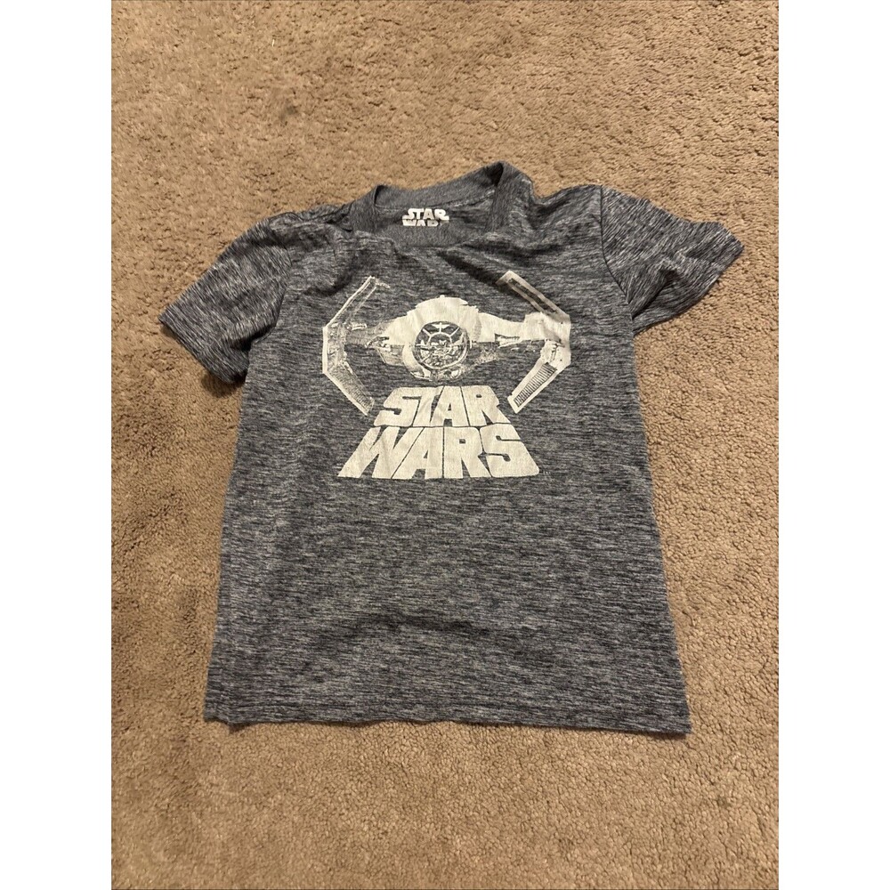 Star Wars - Kids T-Shirts Size 5/6 - Space With Logo - Gray